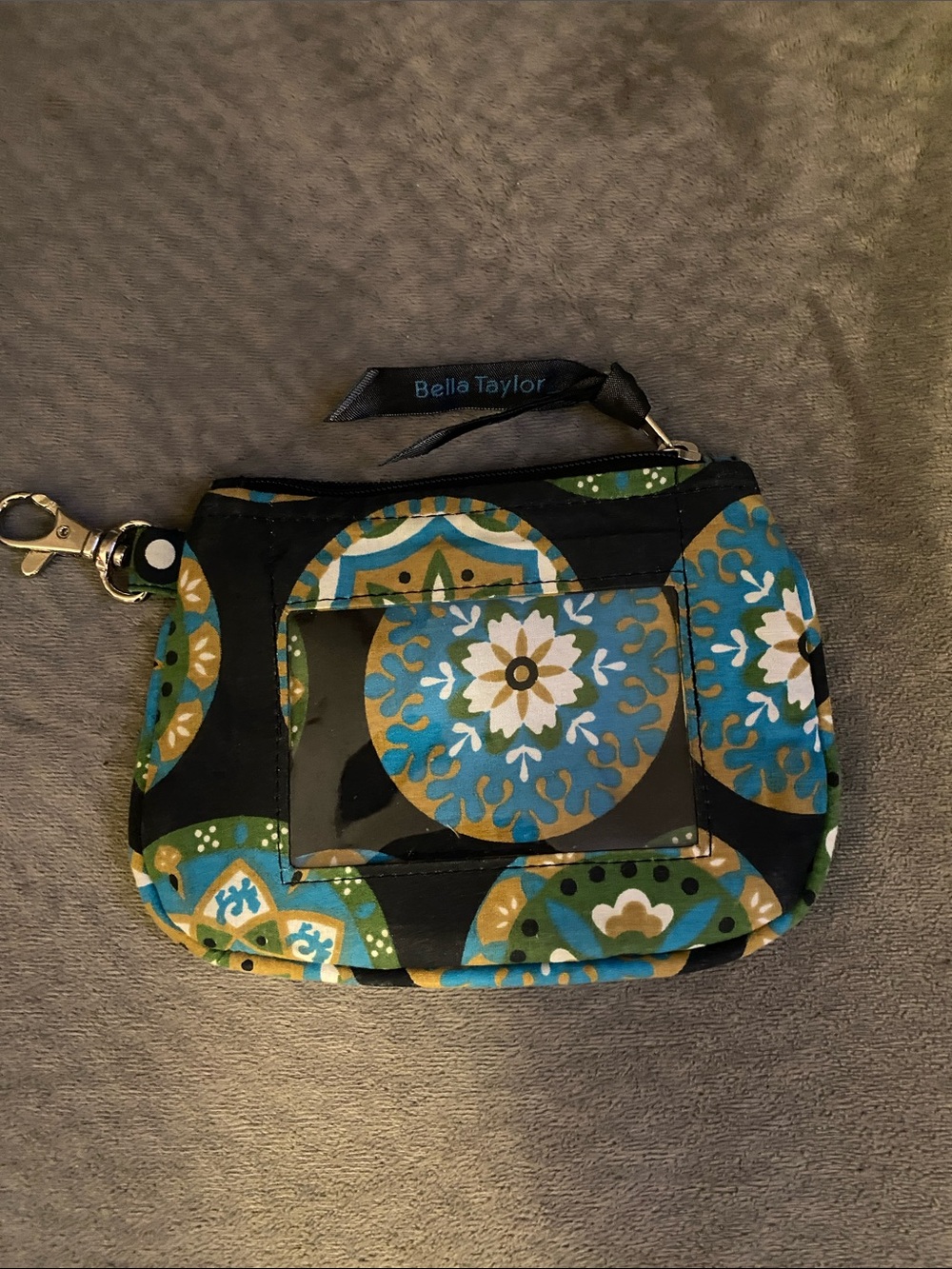 Bella Taylor Blue & Green Medallion ID Wallet with Clip